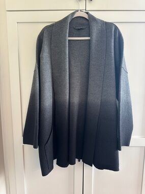 EILEEN FISHER OMBRÉ BOILED WOOL SHAWL COLLAR KIMONO JACKET